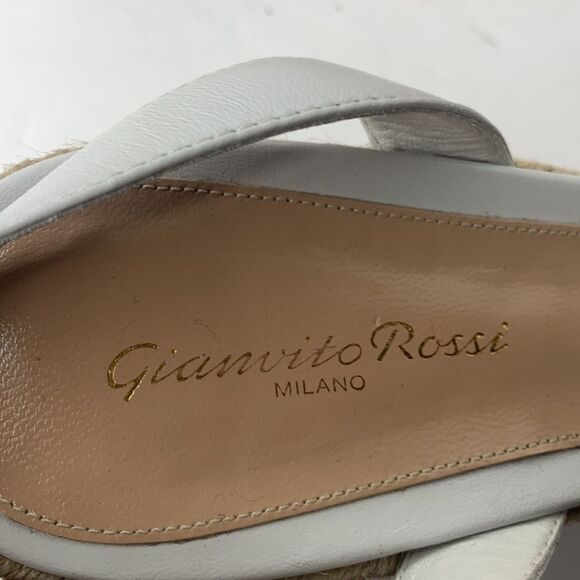 Gianvito Rossi Solana Buckle Napa wedge white leather platform wedge sandals - Picture 11 of 15